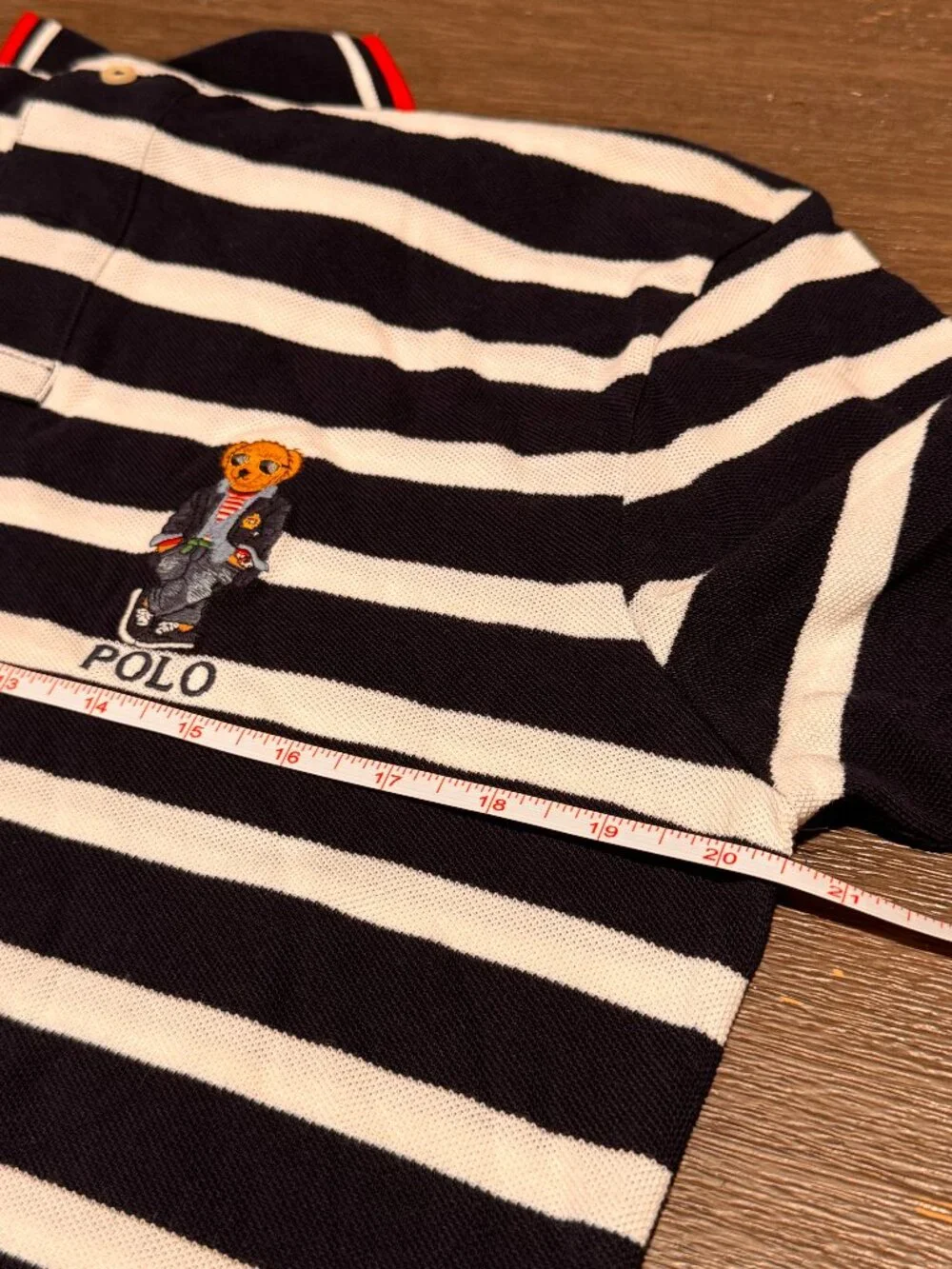 Polo Ralph Lauren Men's Polo Bear Striped Custom Slim Fit Polo Shirt M